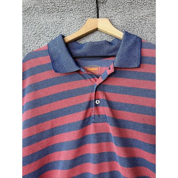 Foundry Polo Shirt 3XL Striped Red Blue Short Sleeve Performance Golf Prep XXXL - Picture 2 of 10